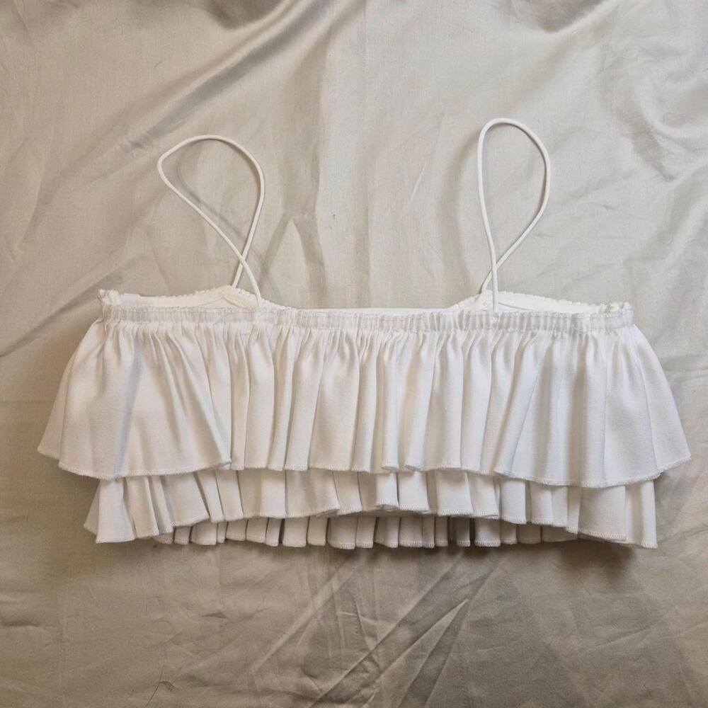 Y2K Zara Tiered Ruffle Crop Tank Top Coquette Fairy Angel Festival Dollette S - Picture 5 of 6